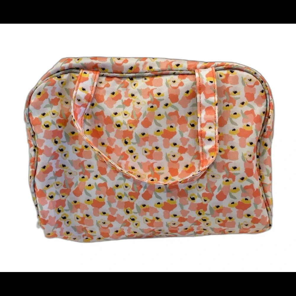 Floral Makeup & Accessory Travel Bag Large Open See Through Compartments ?‎ New